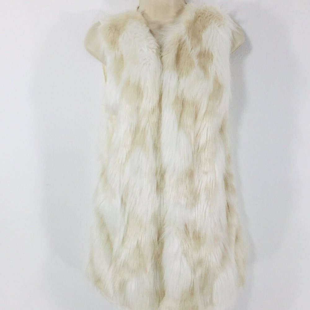Design Lab Fluffy Faux Fur Open Vest Size M